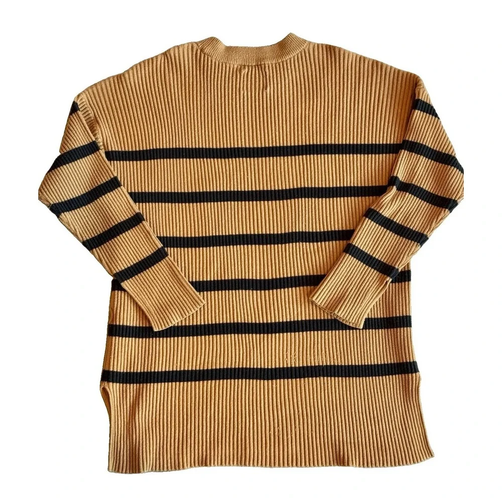 Abercrombie & Fitch Soft A&F Women's M Ribbed Striped Knit Sweater Camel